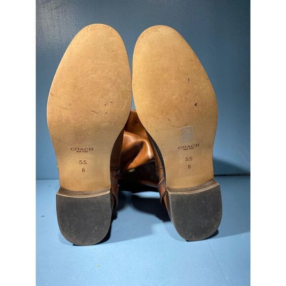 Coach Women's Micha Wide Calf Tall Leather Riding Boots Cinnamon Size 5.5 - Picture 3 of 7